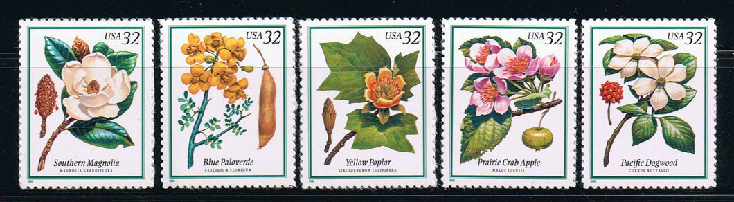 # 3193-97 (1998) Flowering Trees - Sgls, Set/5, MNH