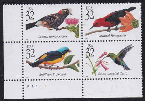 # 3222-25 (1998) Tropical Birds - PB, LL #B1111, MNH