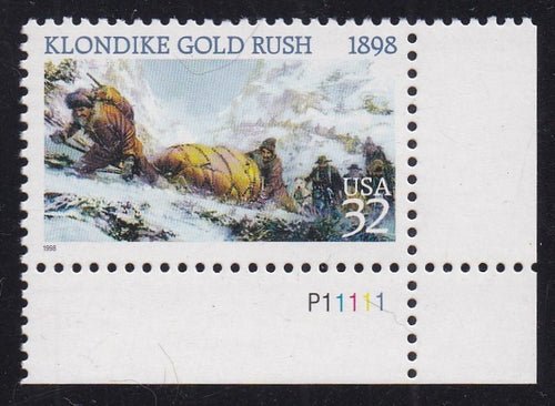 # 3235 (1998) Klondike Gold Rush - Plt sgl, LR #P11111, MNH