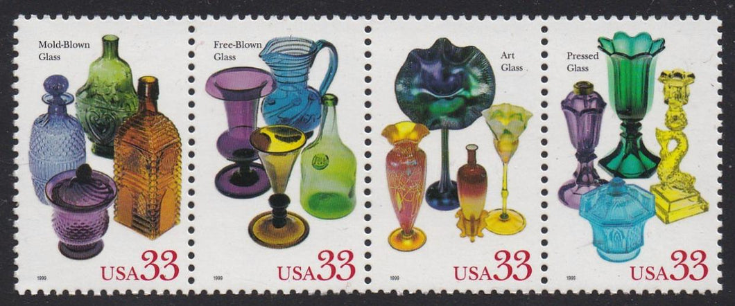 # 3325-28 (1999) Glass - Strip/4, MNH