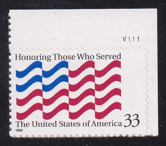 # 3331 (1999) Honoring Those Who Served - Plt sgl, UR #V111, MNH