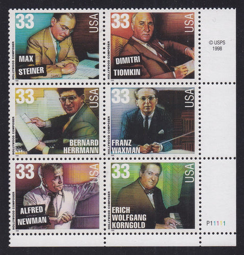 # 3339-44 (1999) Hollywood Composers - PB/6, LR #P11111, MNH