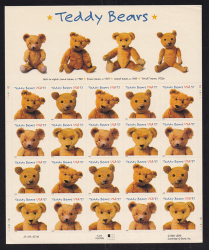 # 3653-56 (2002) Teddy Bears - Pane, MNH