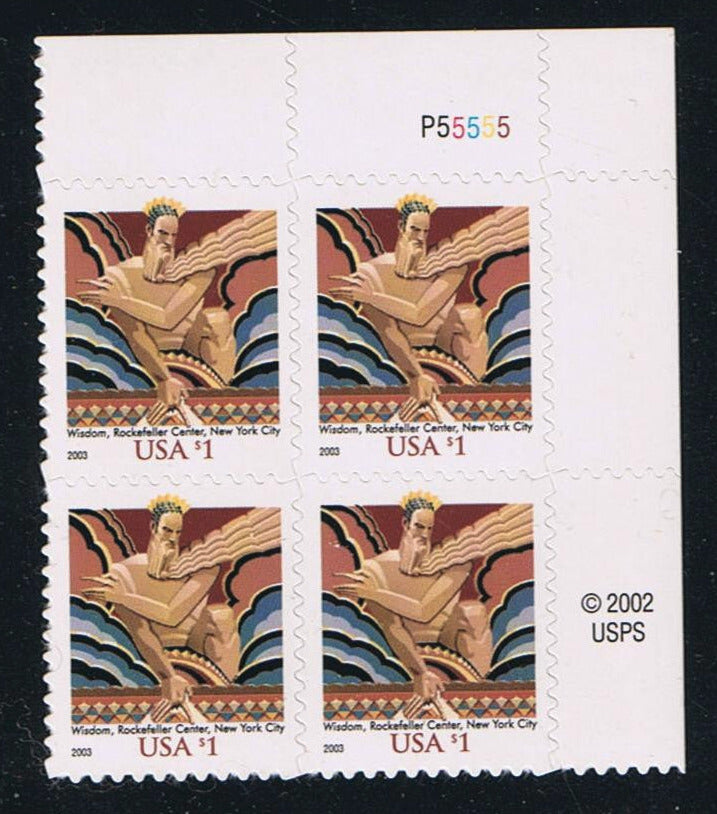 #3766 (2003) Wisdom, Rockefeller Center - PB, UR #P55555, MNH