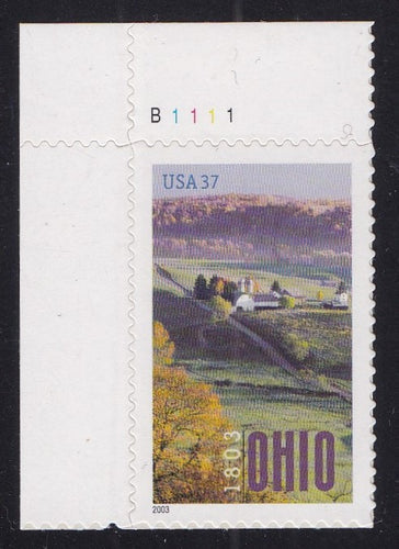 # 3773 (2003) Ohio - Plt sgl, UL #B1111, MNH