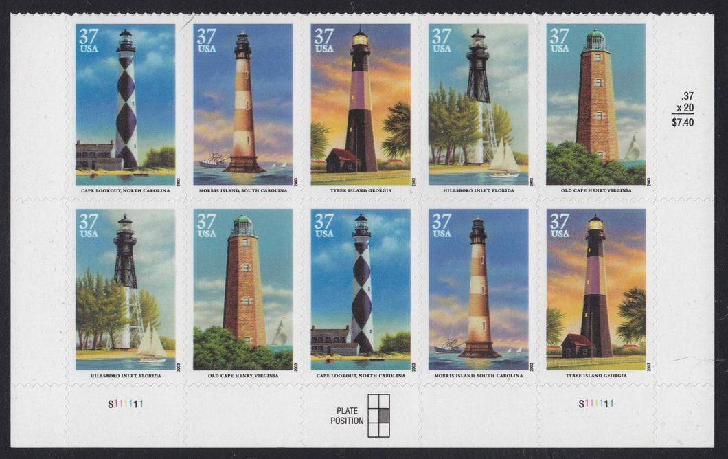 # 3787-91 (2003) Lighthouses - PB/10, B #S111111, MNH