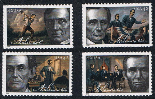 # 4380-83 (2009) Lincoln - Sgls, Set/4, MNH