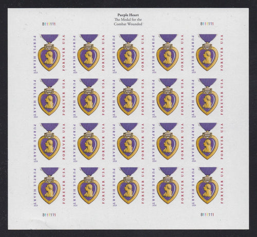 # 5035 (2015) Purple Heart, 2014 Date, 11x11 - Pane, MNH