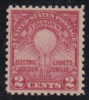 # 654 (1929) Edison Lamp - Sgl, VF MNH