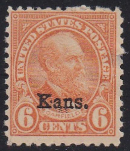 # 664 (1929) Garfield, Kansas Overprint - Sgl, FVF MH