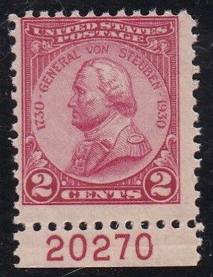 # 689 (1930) von Steuben - Plt sgl, B #20270, Fine MNH