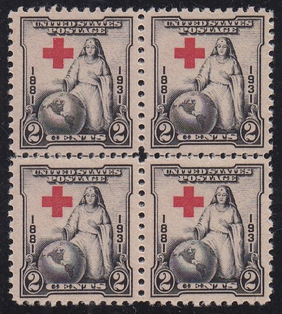 # 702 (1931) Red Cross - BK/4, H Line, VF MNH