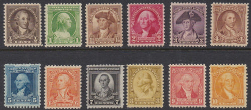 # 704-15 (1932) Washington Portraits - Sgls, Set/12, MNH