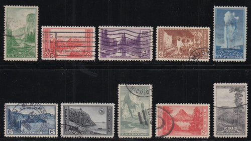 # 740-49 (1934) National Parks - Sgls, Set/10, XF Used