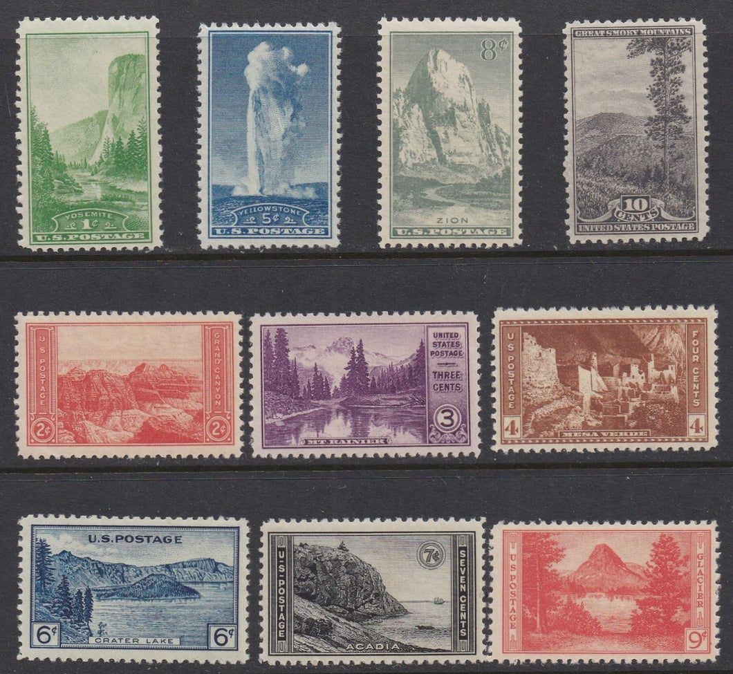 # 740-49 (1934) National Parks - Sgls, Set/10, MNH