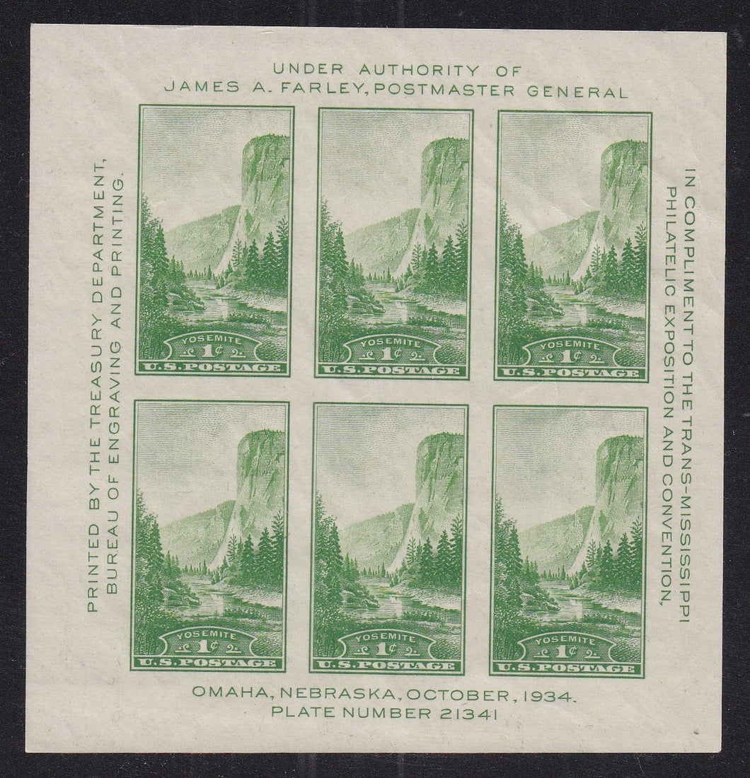 # 769 (1935) National Parks, Farley Special Printing - SS, Gummed, MNH [4]