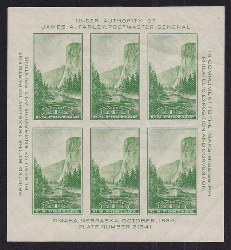 # 769 (1935) National Parks, Farley Special Printing - SS, Gummed, MNH [5]