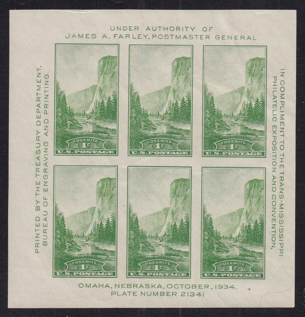 # 769 (1935) National Parks, Farley Special Printing - SS, Gummed, MNH [6]