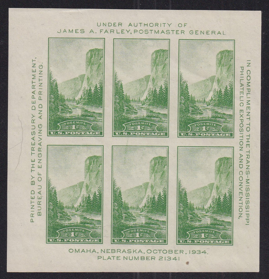 # 769 (1935) National Parks, Farley Special Printing - SS, Gummed, MNH [7]