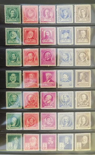 # 859-93 (1940) Famous Americans Portraits - Sgls, Set/35, XF MNH