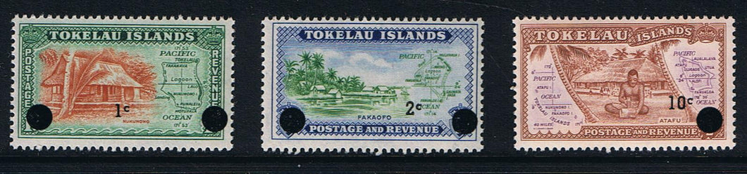 Tokelau # 9-11 (1967) First Issues Revalued - Sgls, Set/3, MNH