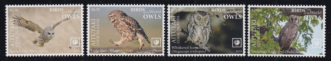 Aitutaki (2019) Birds of the World, Owls - Sgls, Set/4