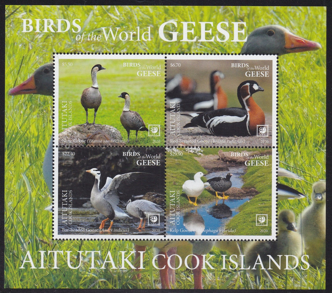 Aitutaki (2020) Birds of the World, Geese - S/S