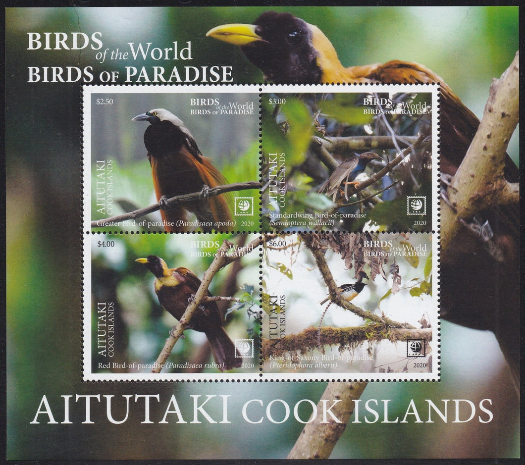 Aitutaki (2020) Birds of the World, Birds of Paradise - S/S