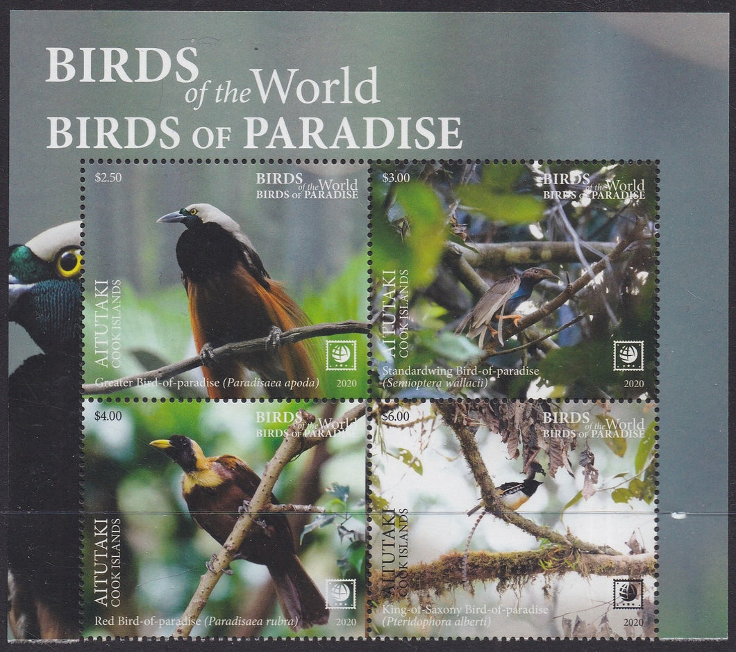 Aitutaki (2020) Birds of the World, Birds of Paradise, Large Stamp - BK/4, Top