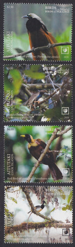 Aitutaki (2020) Birds of the World, Birds of Paradise, Large Stamp - Sgls, Set/4