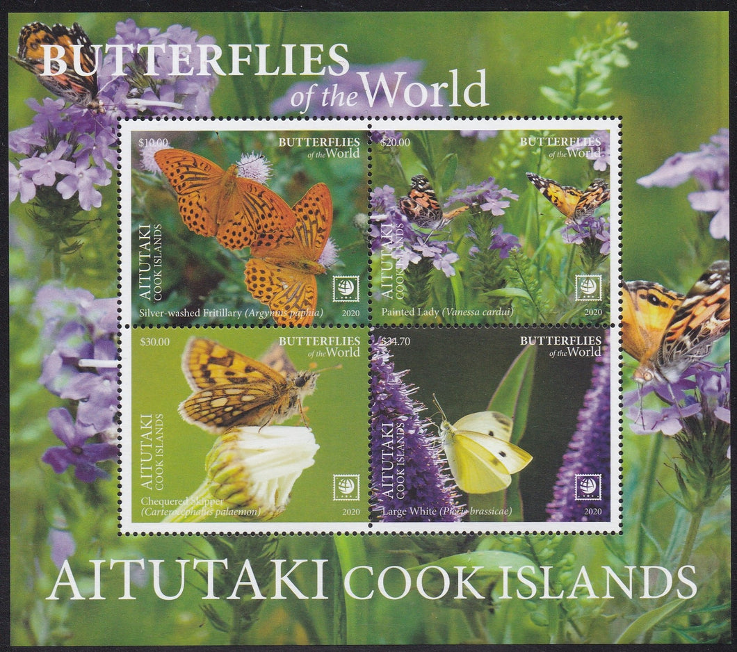 Aitutaki (2020) Butterflies of the World, Part II - S/S