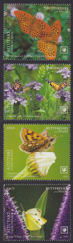 Aitutaki (2020) Butterflies of the World, Part II, Large Stamp - Sgls, Set/4