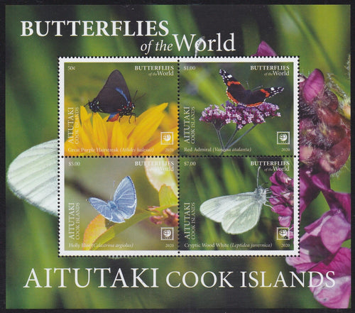 Aitutaki (2020) Butterflies of the World, Part I - S/S