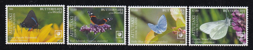 Aitutaki (2020) Butterflies of the World, Part I - Sgls, Set/4