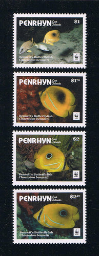 Penrhyn 2017 #576-79 WWF Butterflyfish singles set