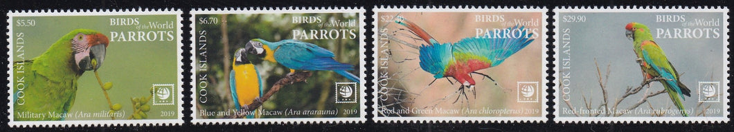 Cook Islands (2019) Birds of the World, Parrots - Sgls, Set/4