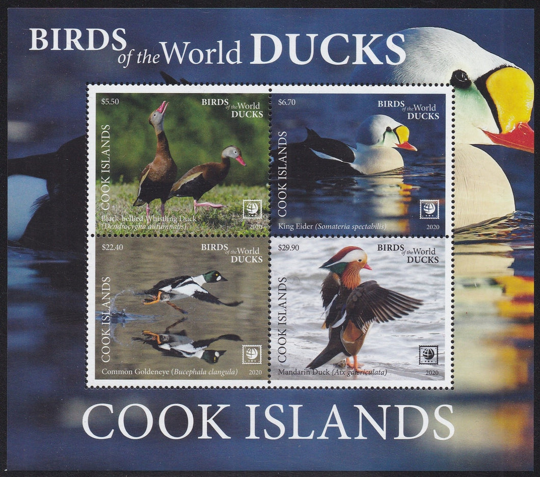 Cook Islands (2020) Birds of the World, Ducks - S/S