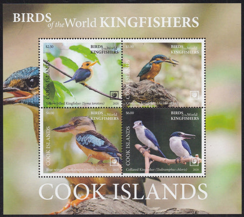 Cook Islands (2020) Birds of the World, Kingfishers - S/S