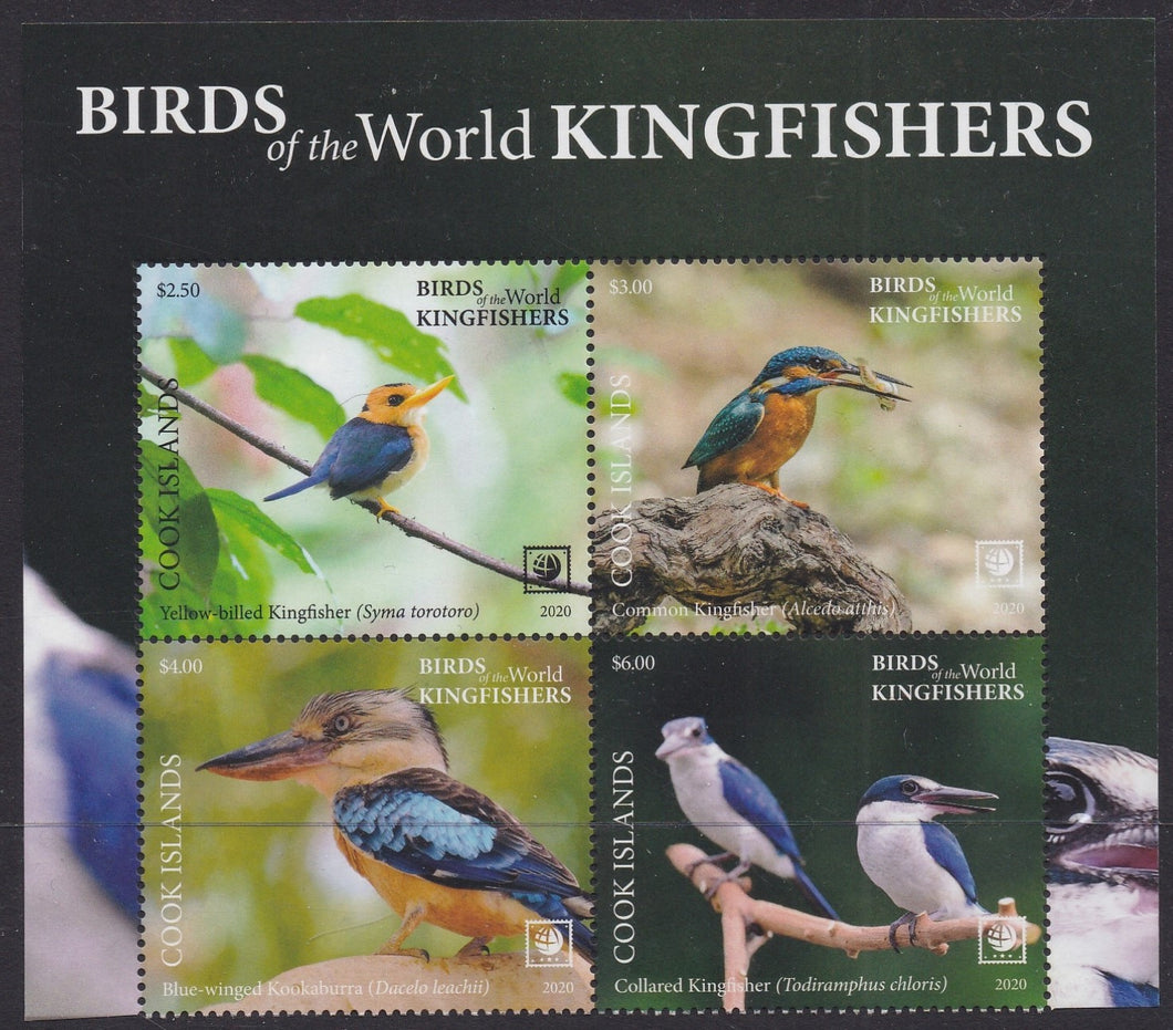 Cook Islands (2020) Birds of the World, Kingfishers, Large Stamp - BK/4, Top