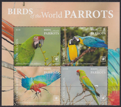 Cook Islands (2019) Birds of the World, Parrots, Large Stamp - BK/4, Top