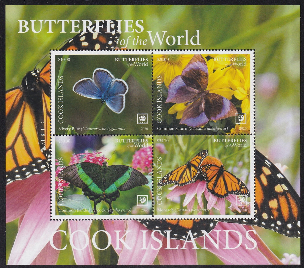 Cook Islands (2020) Butterflies of the World, Part II - S/S