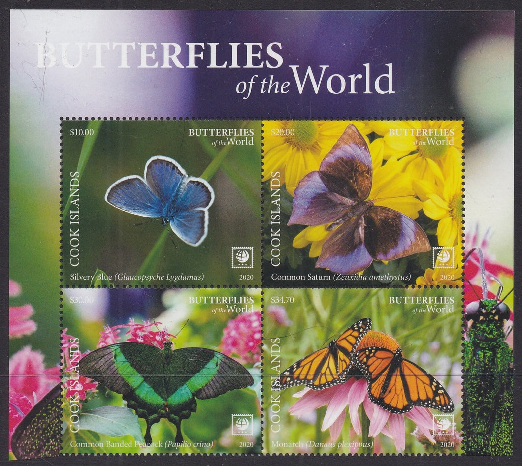 Cook Islands (2020) Butterflies of the World, Part II, Large Stamp - BK/4, Top