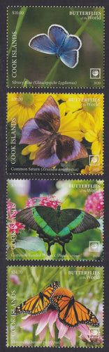 Cook Islands (2020) Butterflies of the World, Part II, Large Stamp - Sgls, Set/4