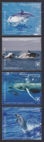 Cook Islands (2020) Whales & Dolphins of the World, Part II, Large Stamp - Sgls, Set/4