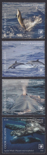 Cook Islands (2020) Whales & Dolphins of the World, Part I, Large Stamp - Sgls, Set/4