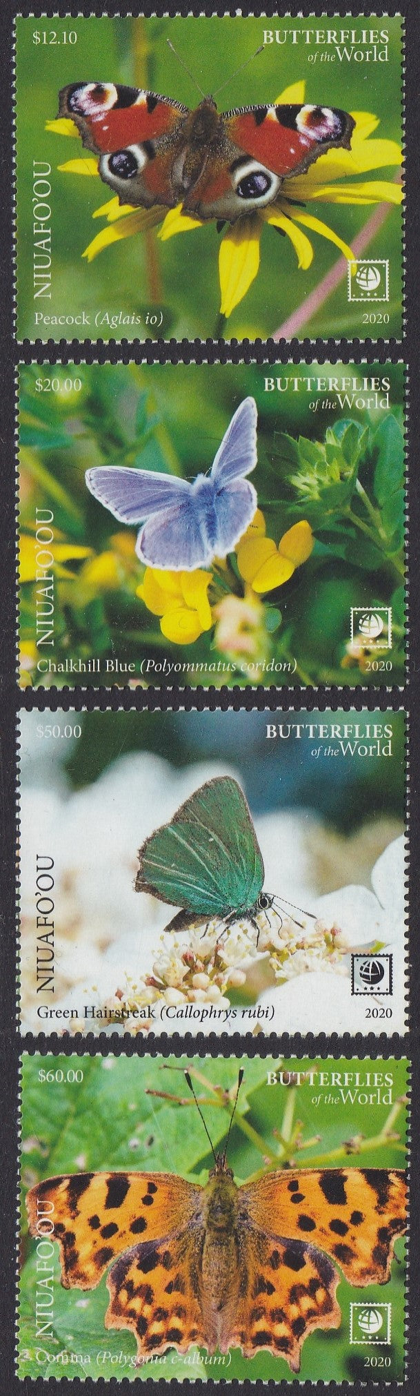 Niuafo'ou (2020) Butterflies of the World, Part II, Large Stamp - Sgls, Set/4