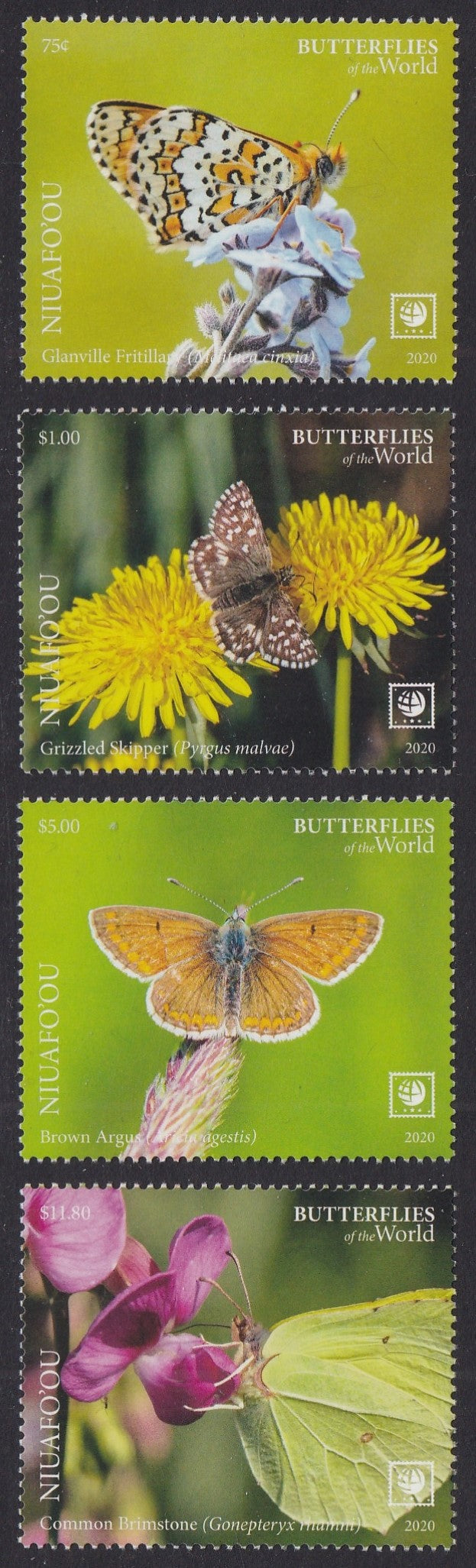 Niuafo'ou (2020) Butterflies of the World, Part I, Large Stamp - Sgls, Set/4