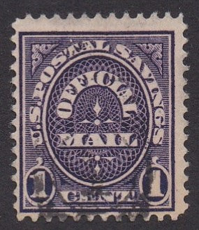 O124 (1911) Official Mail, Postal Savings - Sgl, Used, FVF