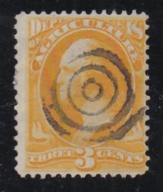 O3 (1873)  Official Mail, Agriculture - Sgl, Used, VG, Bullseye