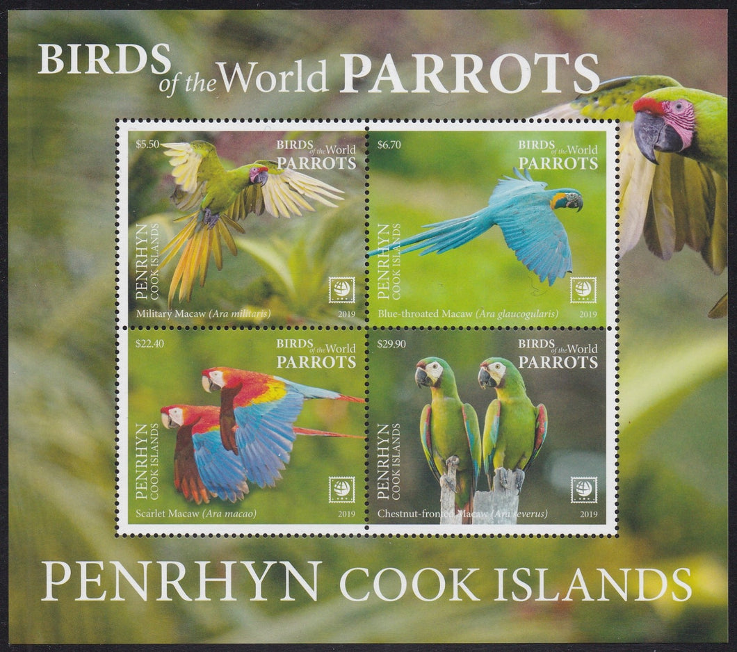 Penrhyn (2019) Birds of the World, Parrots - S/S